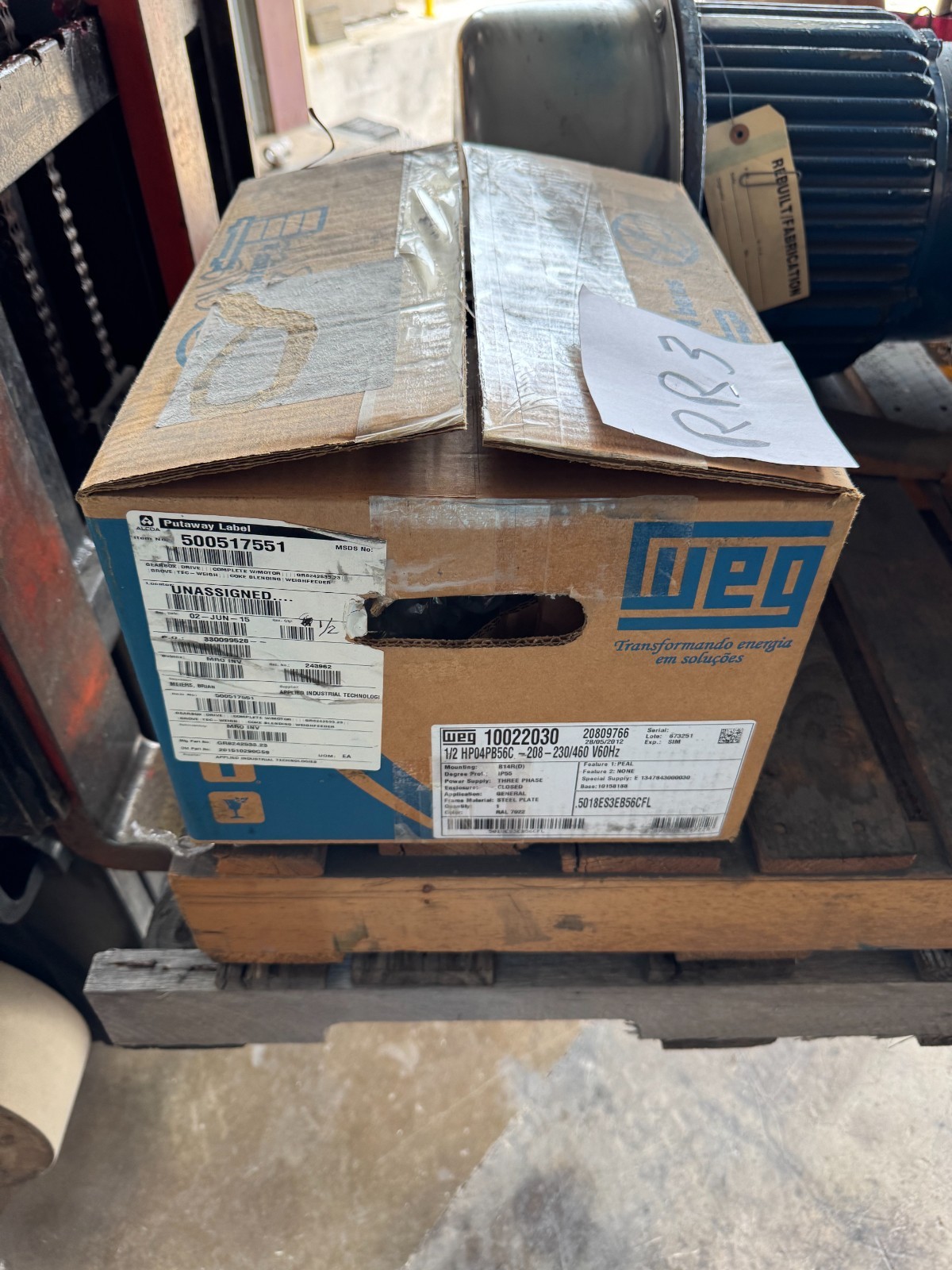 WEG MOTOR RR3 1/2 HP MODEL 5018ES3EB56CFL 1750 RPM 208-230/460 V 1.65/.80 AMP