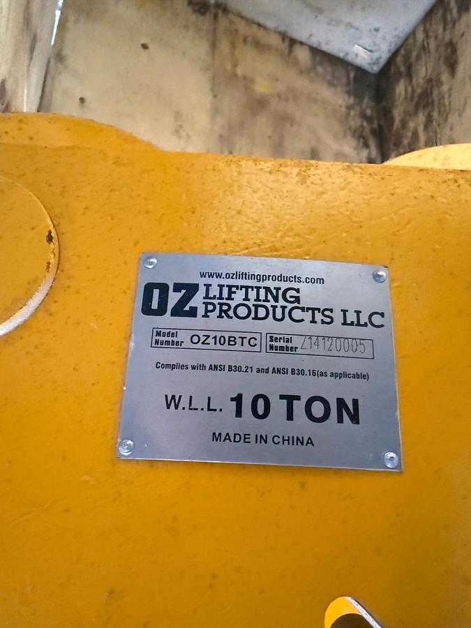 Used Harrington Pneumatic Hoist 6 Ton TCK6000-P2 WITH TROLLEY 2YQ2-7 2RY2