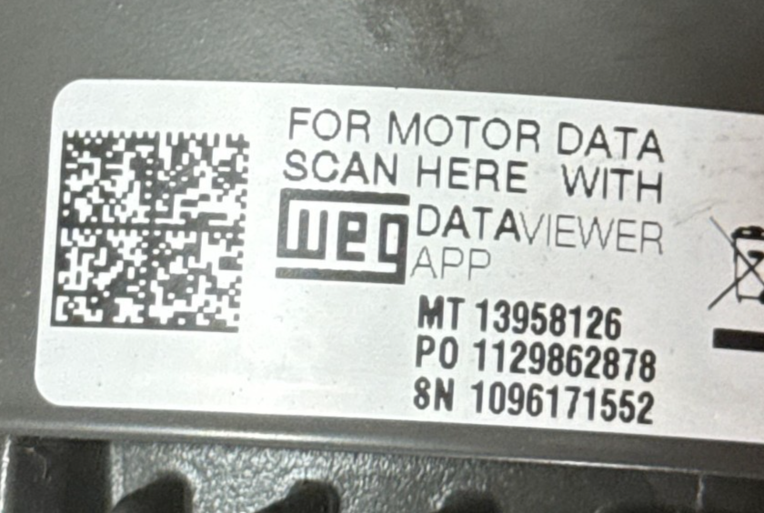 Used WEG 1/2 HP W21 TRU-METRIC SEVERE DUTY MOTOR MODEL 3718EP3EAL71-W22 2YJD
