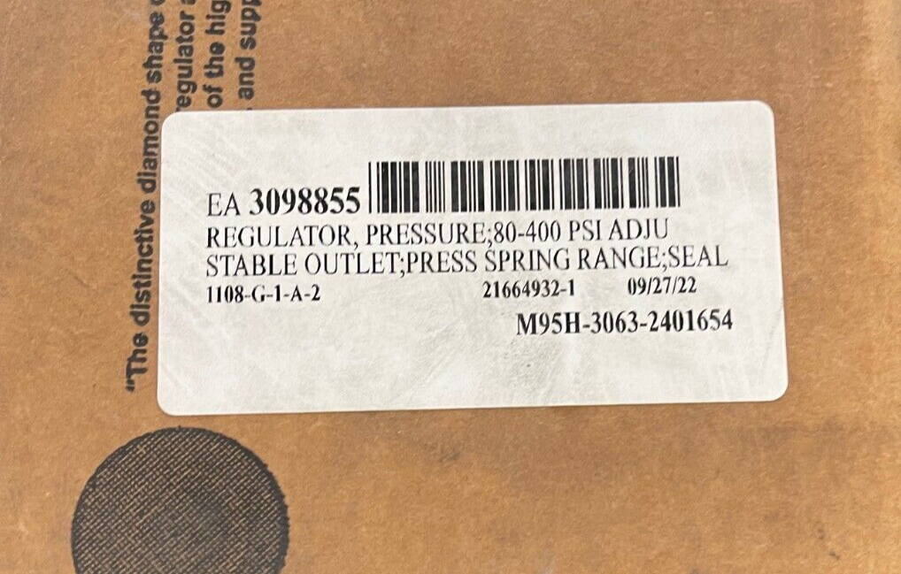 FISHER PRESSURE REGULATOR M95H-3063-240165 4-400 PSI ADJUSTABLE SPRING