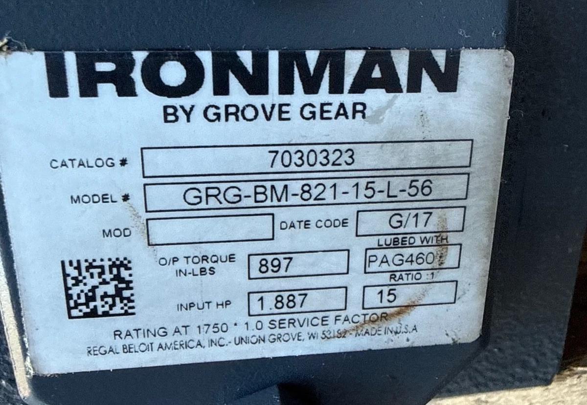 IRON MAN GROVE GEAR REDUCER 1XQA MOD GRG-BM=821-15-L-156 1.887 HP 1750 15 TO 1 R