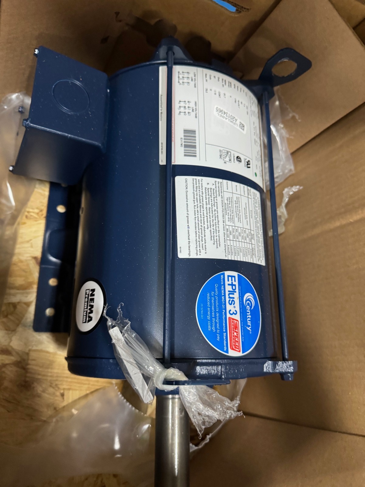 AO SMITH CENTRY E PLUS 3 Motor 7.5 HP MODEL E317M2 VA11A1 VA11C 760 RPM 230/460