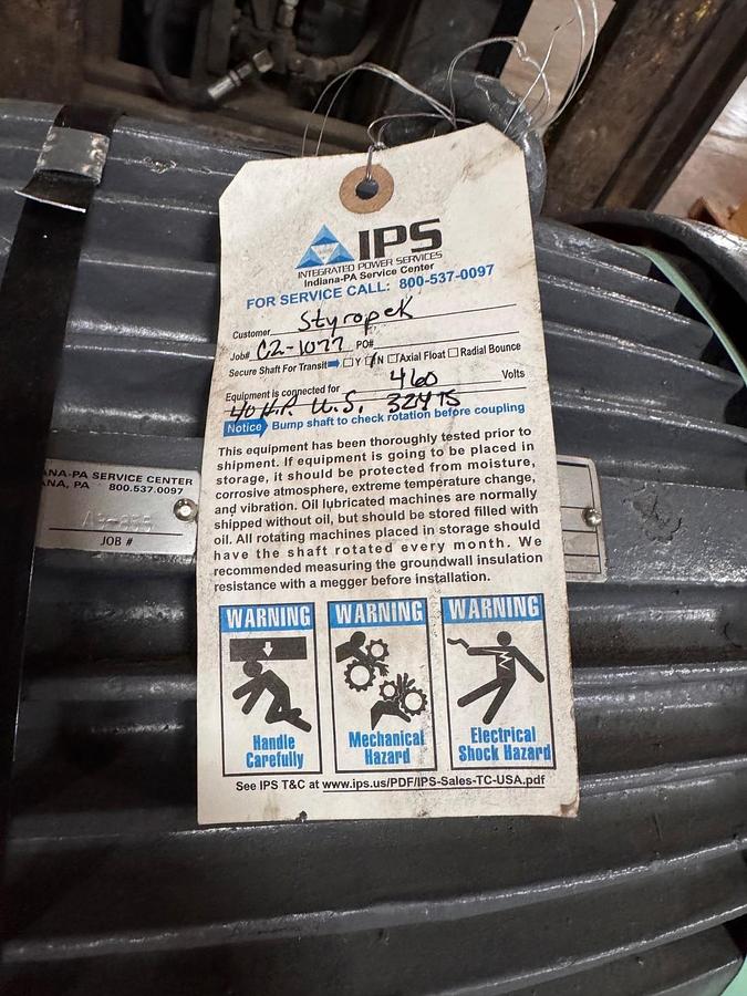 Refurbished US ELECTRIC MOTOR 40 HP MODEL N01L301R0-73R-2 2XG 3545 RPM 460 V 47 AMPS 3 PH