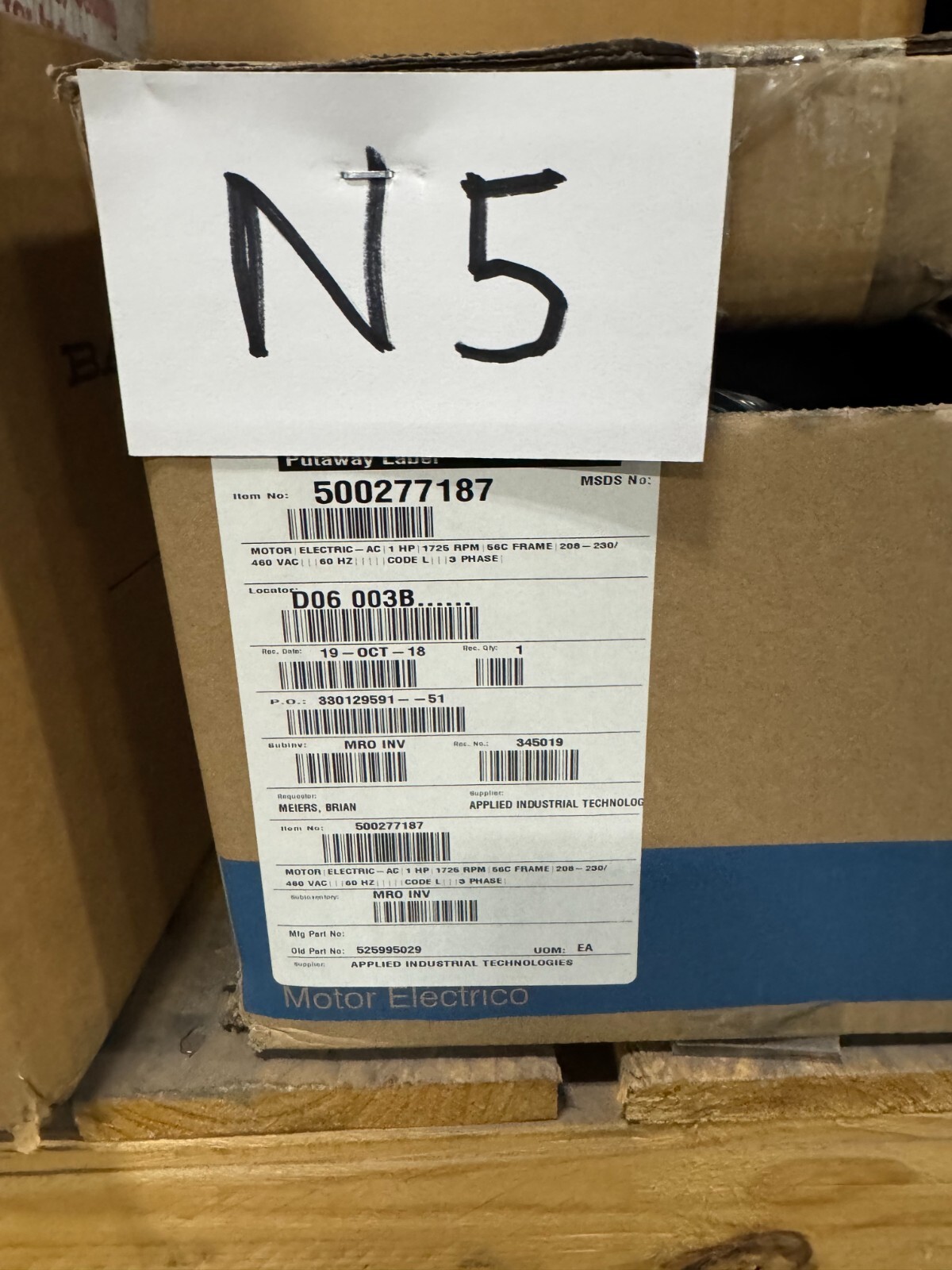 WEG MOTOR N5 1 HP 00118ET3E56C-S 1765 RPM 230/460 V  2.94/1.47 AMP 3 PH FR 56C
