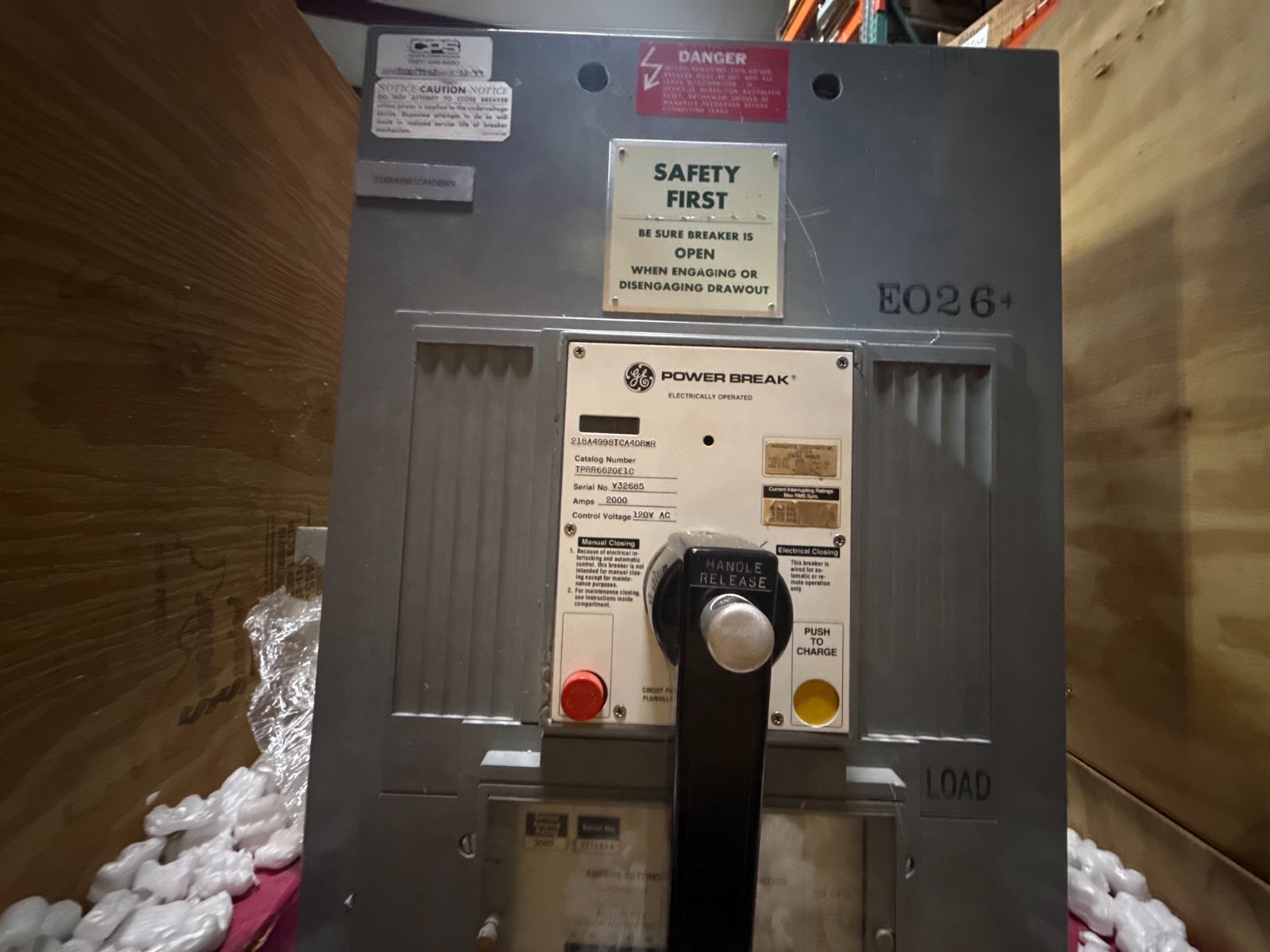 Refurbished GE 2000 AMP BREAKER MODEL TPRR662OEIC FRAME SZ 218A4998TCA4DBWR TRIP PLUG 2KA TR