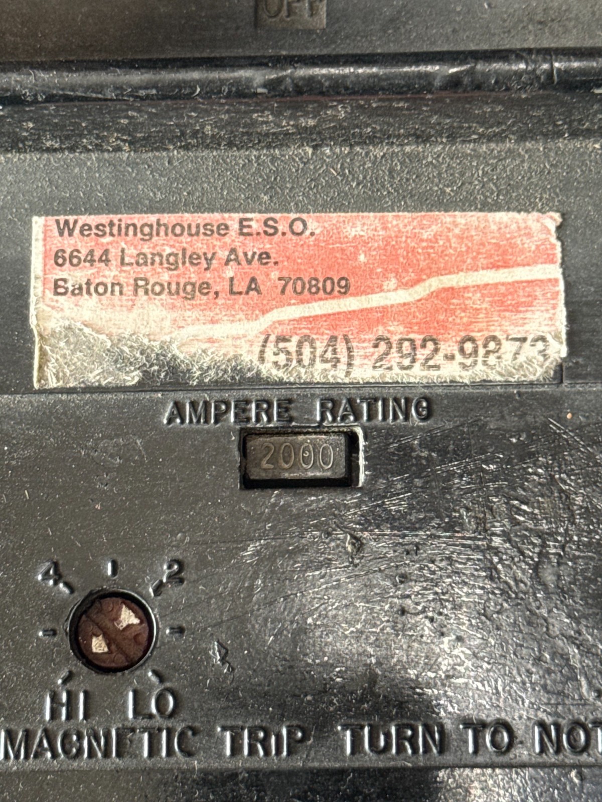 Refurbished Westinghouse Breaker 2500 AMP MODEL PC250016 2KA PC FR  600V 2000 AMP TRIP 2YW5