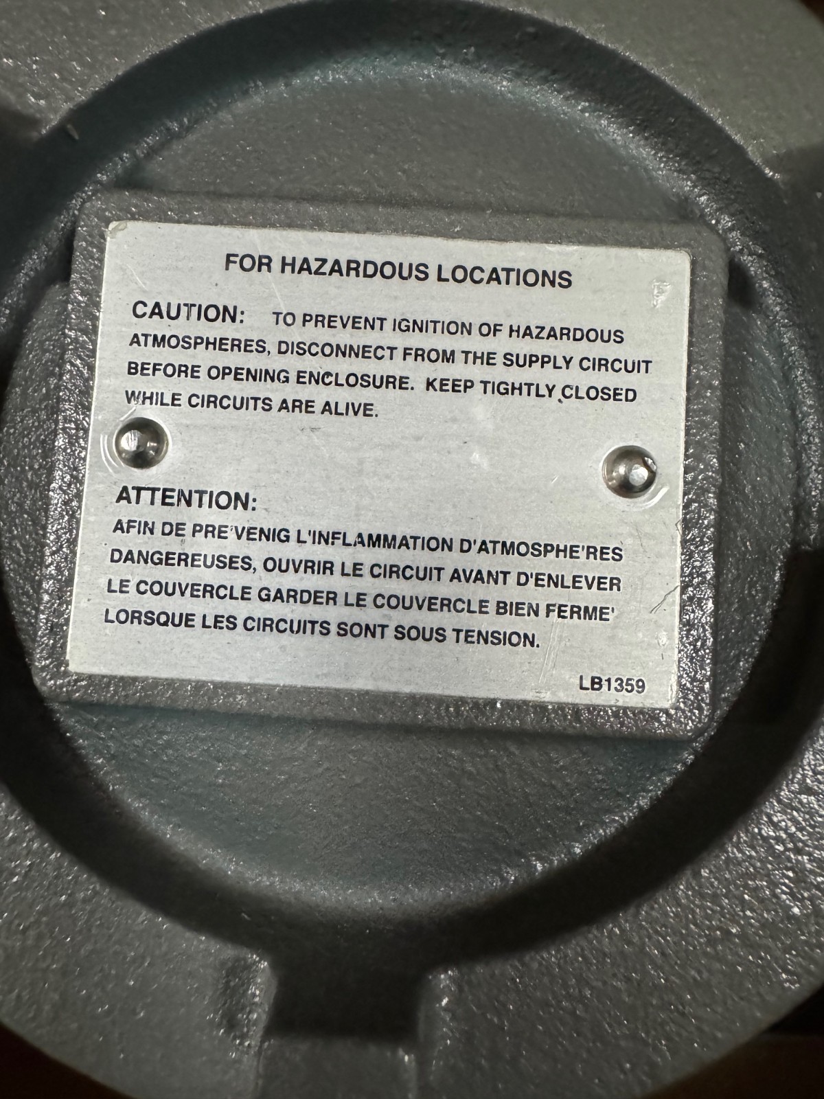 BALDOR  EXPLOSION PROOF Motor 2 HP MODEL 36N419T210G1 VA12B 1170 RPM 230/460 V