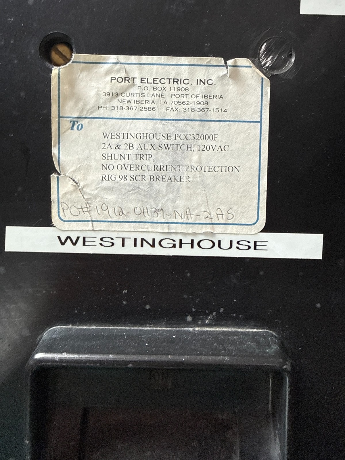 Refurbished Westinghouse 2000 AMP BREAKER PC32000F 2KA PC FRAME 3P 600V 2000 A TRIP 2YW9