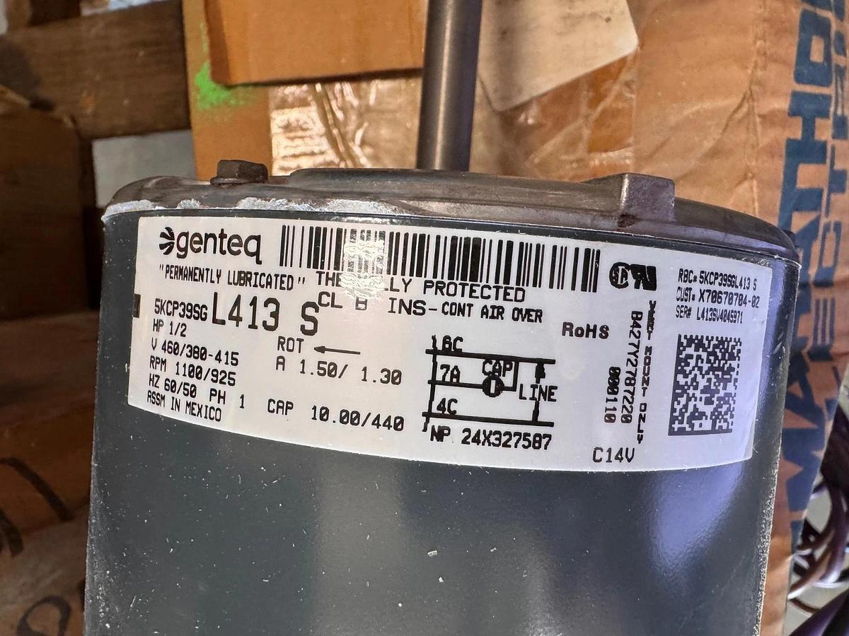 GENTEQ Motor 1/2  HP MODEL MOT05057 L413S  ZL6 1100/925 RPM 460/380-415 V 1.5