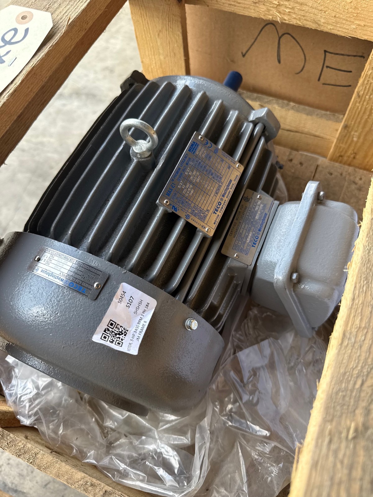 TECO WESTINGHOUSE MAX-E1 5 HP MODEL JMP0052 2XMB 3480 RPM 230/460 V 11.4/5.72  A