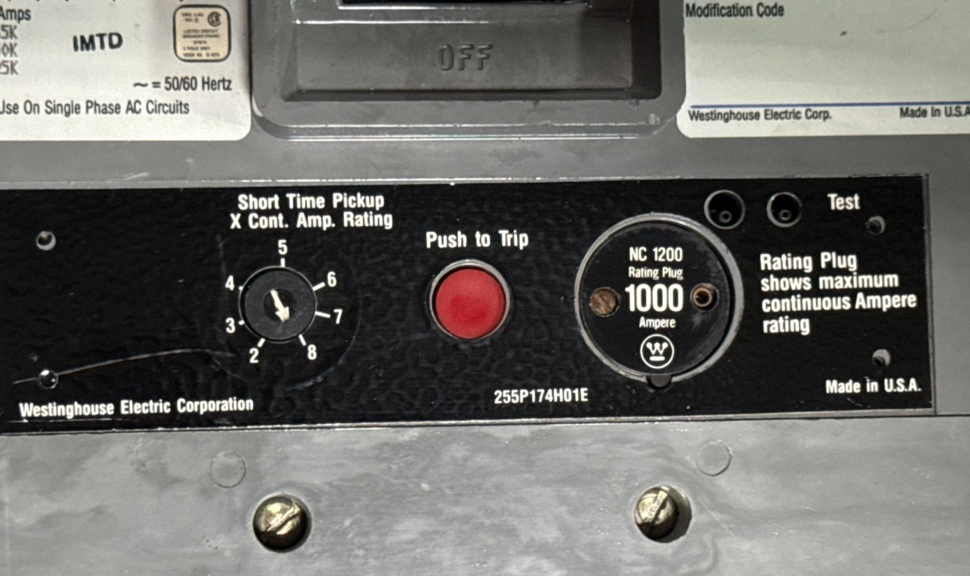 Refurbished WESTINGHOUSE SELTRONIC 1200 AMP BREAKER 2YU7 HNC31200F FRAME HNC 1200A 1KA TRIP