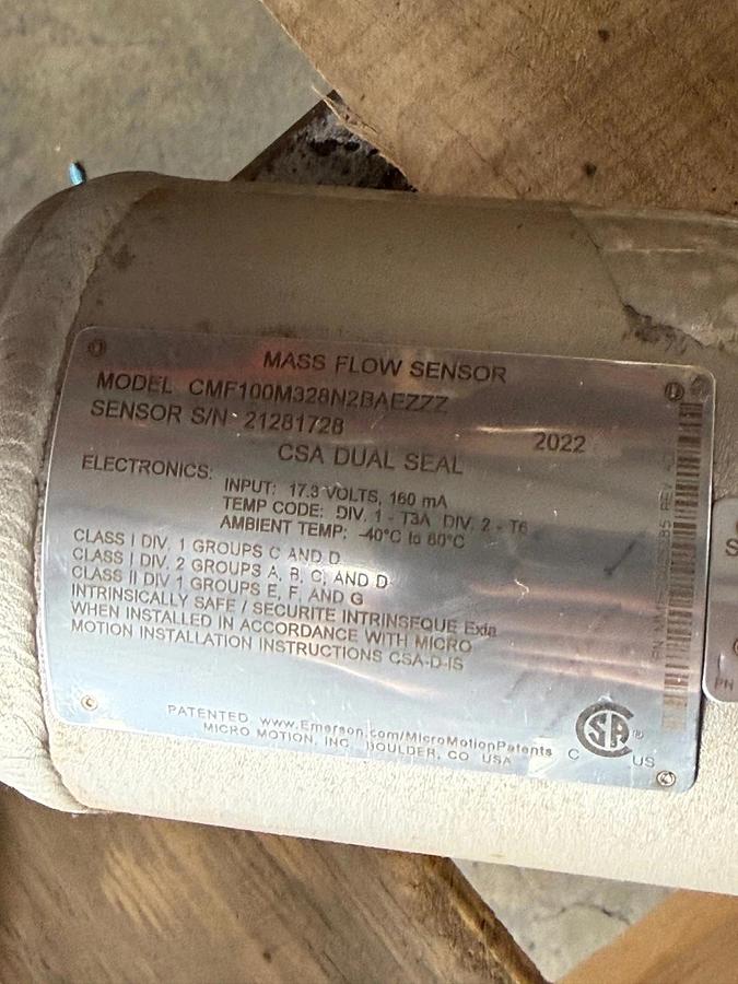 MICROMOTION MASS FLOWMETER ZS1 MODEL CMF100M328N2BAEZZZ 1" 316 SS CSA