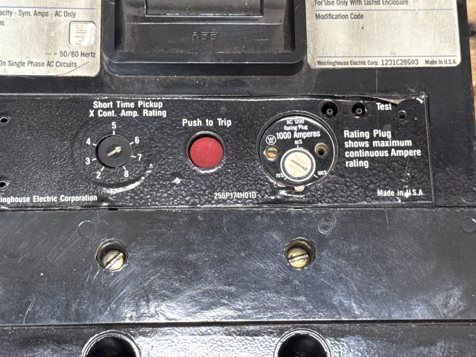 Refurbished WESTINGHOUSE SELTRONIC 1200 AMP 600 V BREAKER HNC31200F FRAME HNC 1200A 2YU1 2