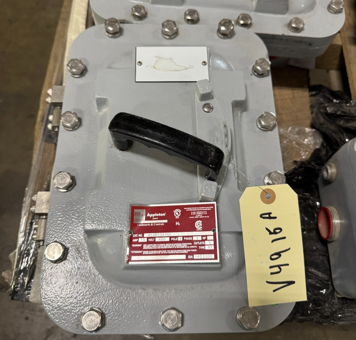 APPLETON EGS EXPLOSION PROOF BREAKER AEAB13415-C V49  15 AMP 480 V 3 POLE 3 PH