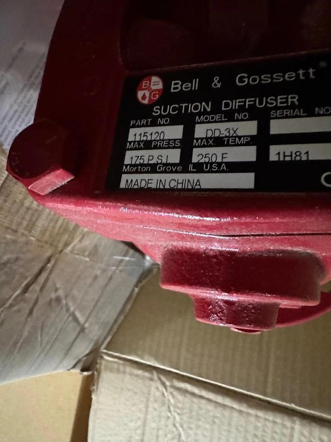 BELL & GOSSETT SUCTION DIFUSSER WA5C MODEL DD-3X  115120 3" FLANGED END CI BODY