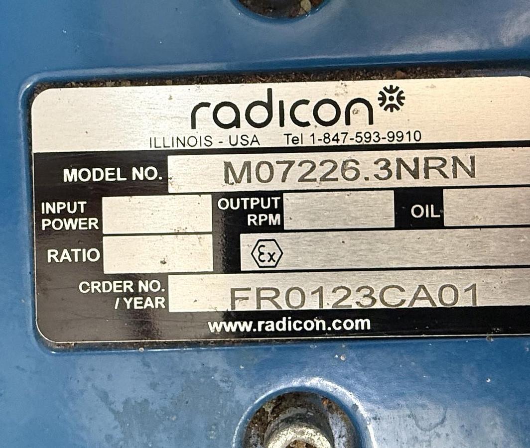 Refurbished RADICON Combined High-Ratio Gear Reducer Assembly MODEL K1052280BRN / M07226.3NRN