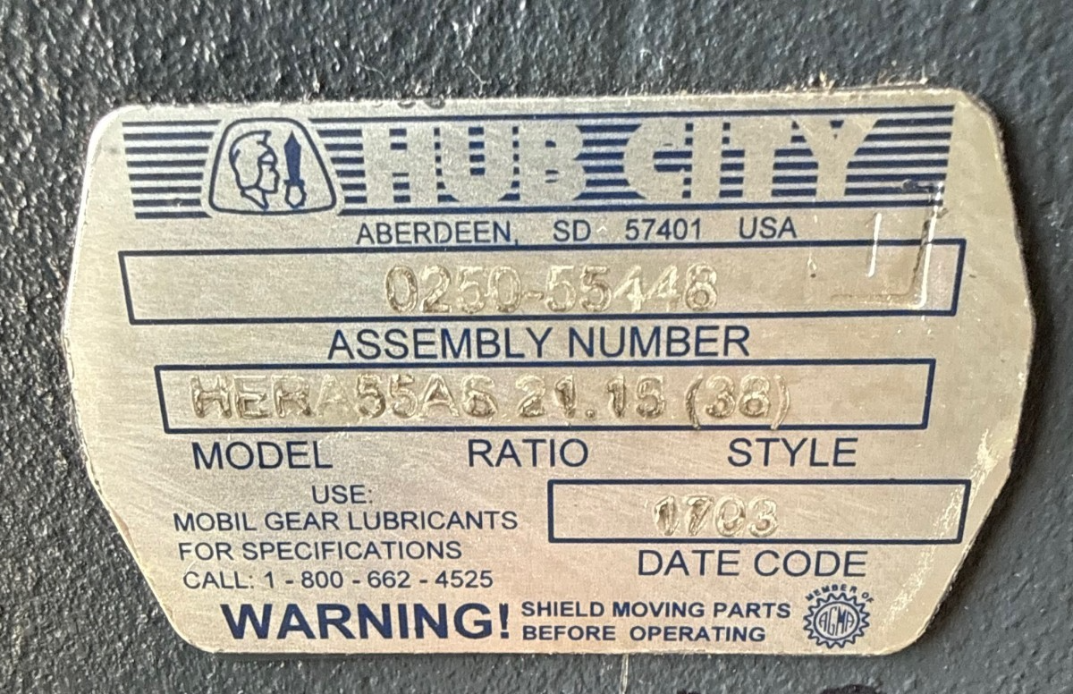 HUB CITY GEAR REDUCER 1XTH MOD HERA55A6 21-15 RATIO STYLE 1703