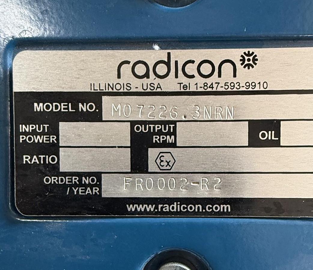 Refurbished RADICON Combined High-Ratio Gear Reducer Assembly MODEL K1052280BRN / M07226.3NRN
