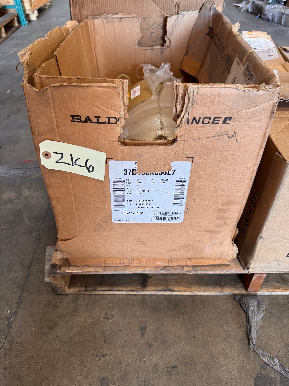 BALDOR SUPER E MOTOR 10 HP MODEL 37B106X636E7 ZK6 1760 RPM 208-230/460V 3 PH
