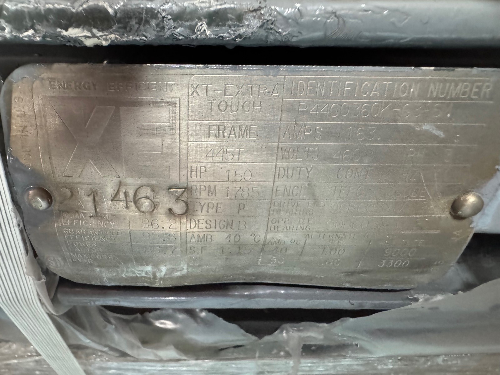 RELIANCE MOTOR XA7 150 HP MODEL P44G036OK-G3-SM 1785 RPM 460 V 3 PH 163 AMP