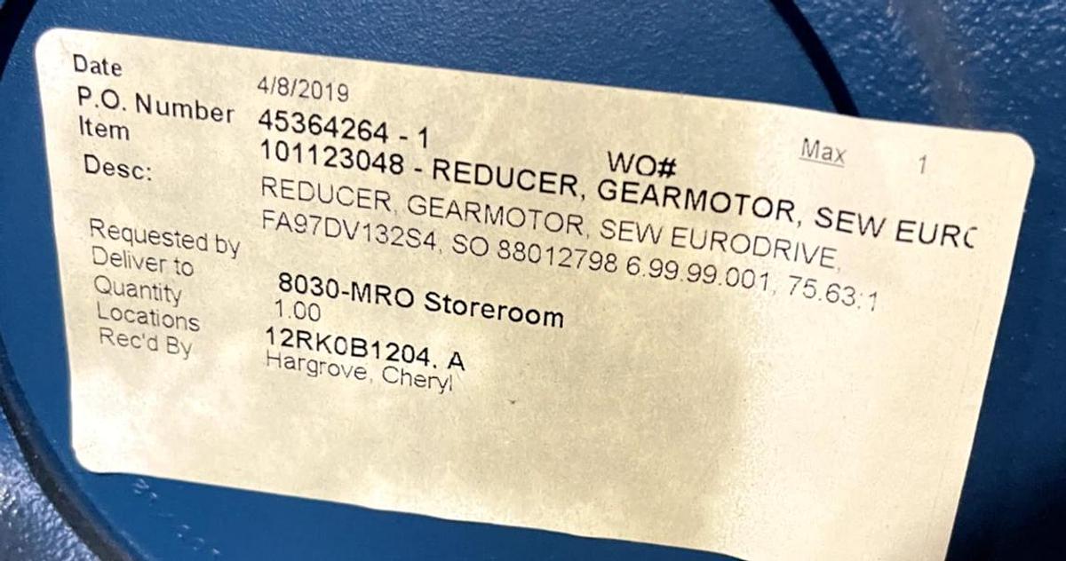 Sew Eurodrive 7.5-HP Gearmotor, 1768/23 RPM, 230/460 V, 75.63:1 Ratio FA97 DRN13