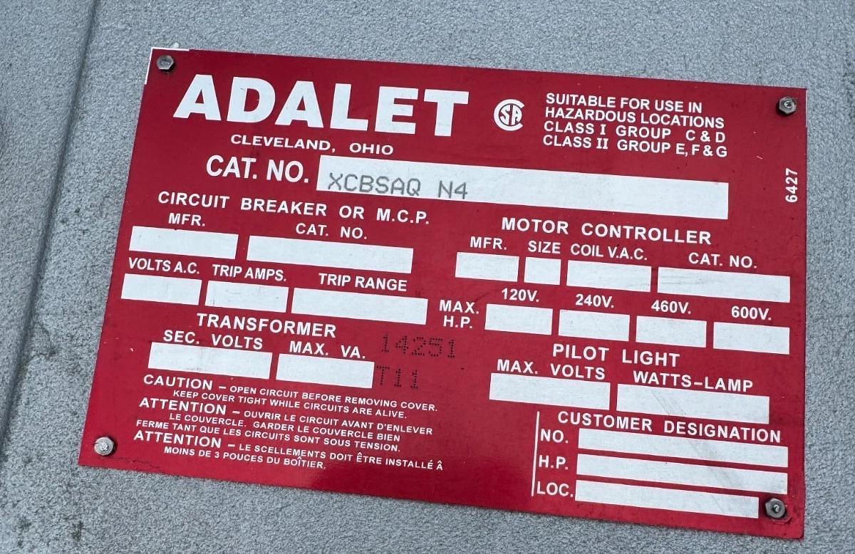 ADALET EXPLOSION PROOF BREAKER BOX ENCLOSURE XCBSAQ N4 AD11A