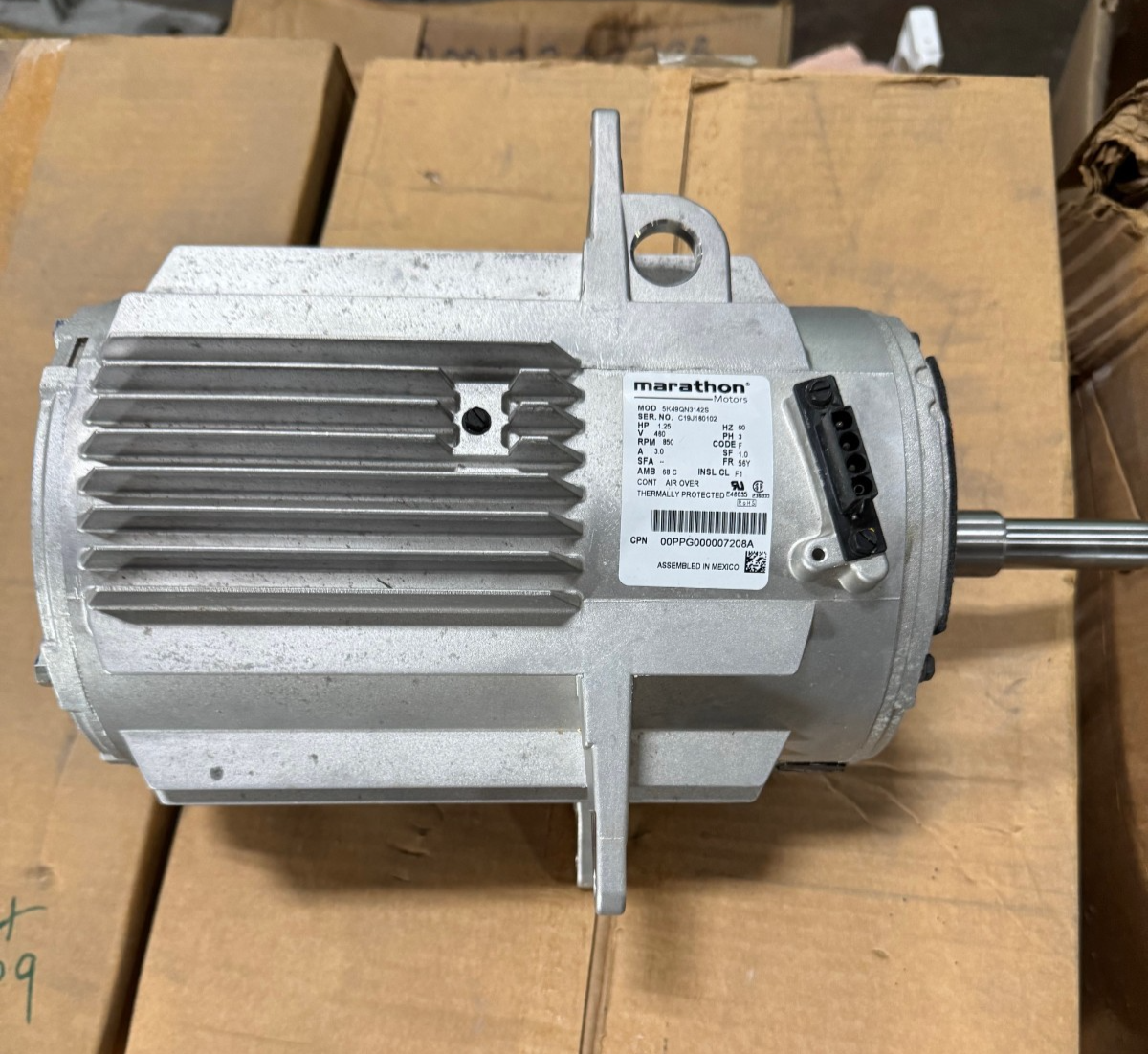 MARATHON Motor 3 HP MODEL 00PG000007202A WA5A 1140  RPM 460 V AMP 3 PH FRAME 56Y