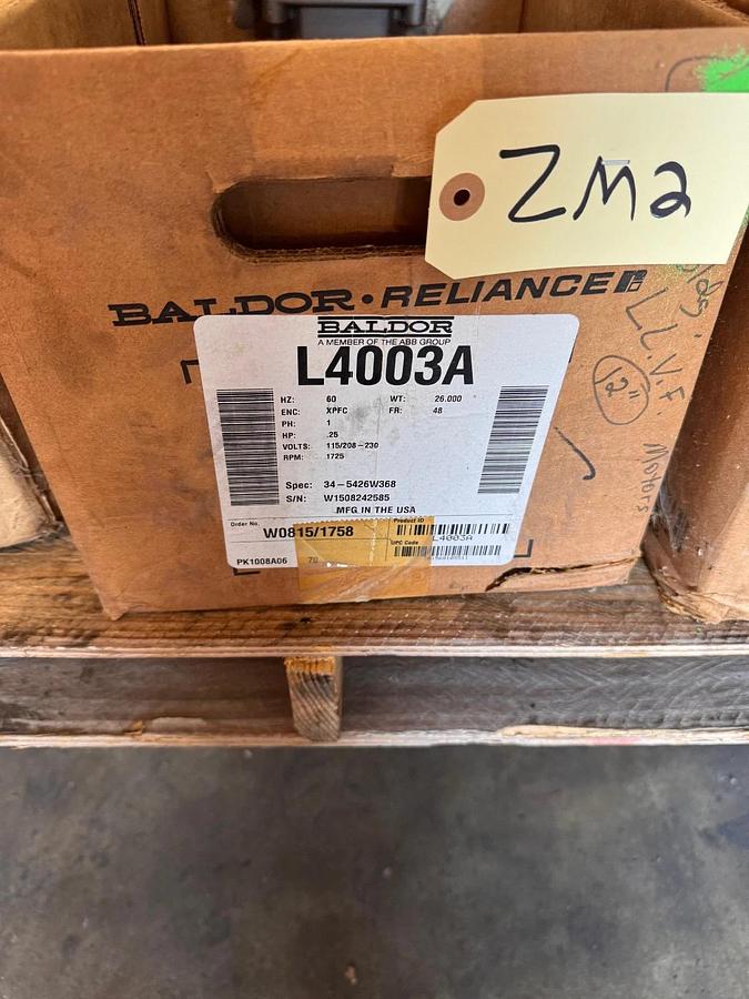 BALDOR EXPLOSION PROOF MOTOR 1/4 HP MODEL L4003A ZM1 ZM2 ZF4A CJ5 1725 RPM