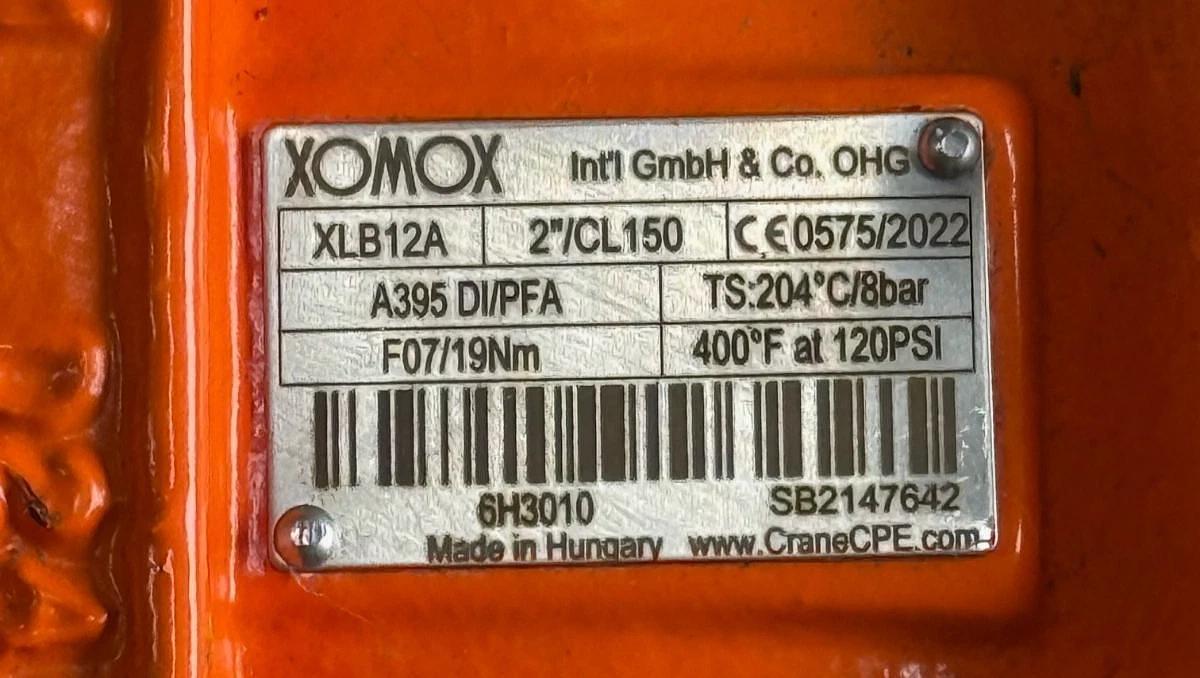 XOMOX 2" 150 RF FP PFA LINED BALL VALVE ZR3 CAT XLB12A W AIRTORQUE ACTUATOR