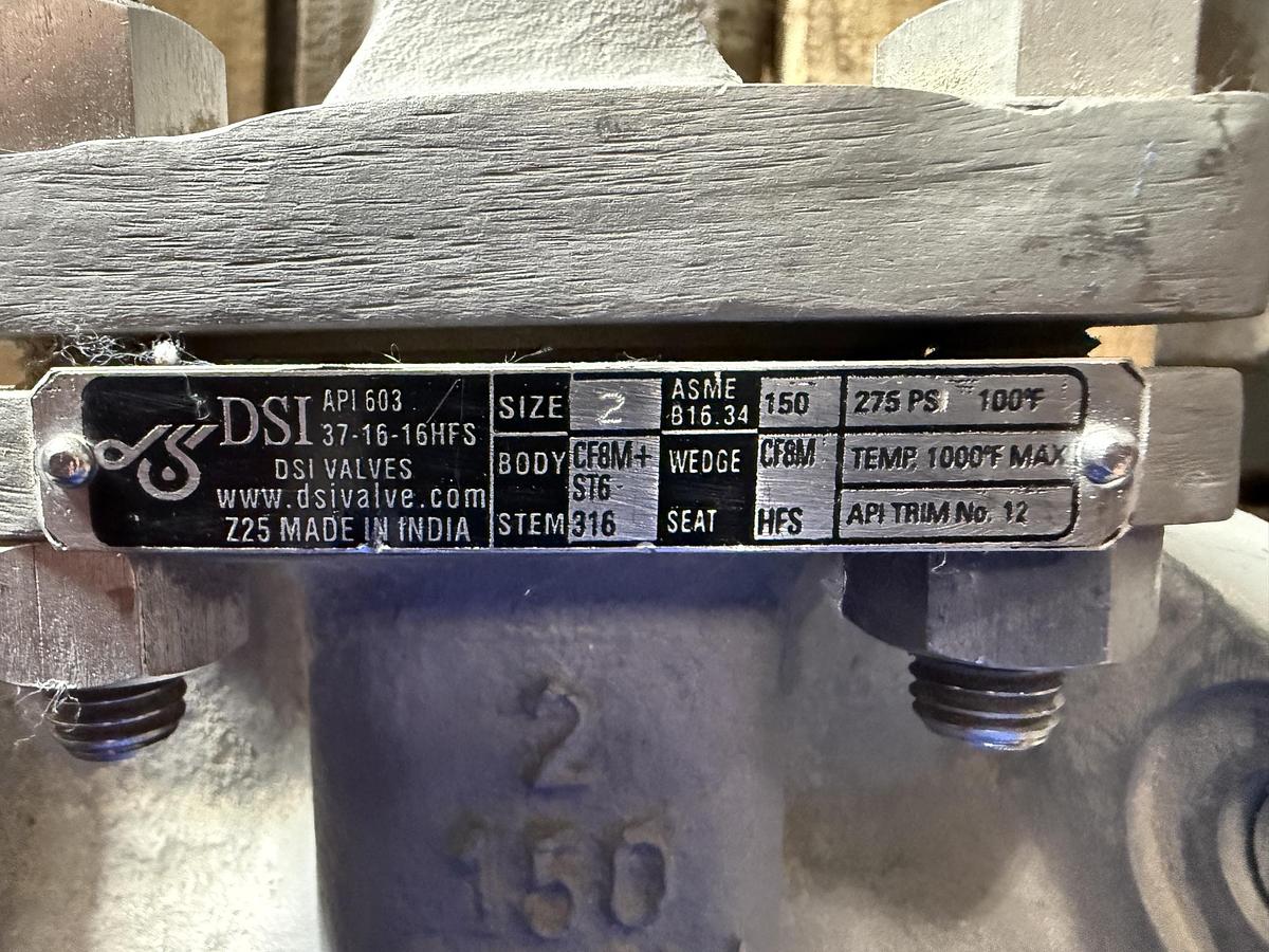 Refurbished DSI 2" 150 RF GATE VALVE 316 BODY 2ZDK FIG# 37-16-16HFS