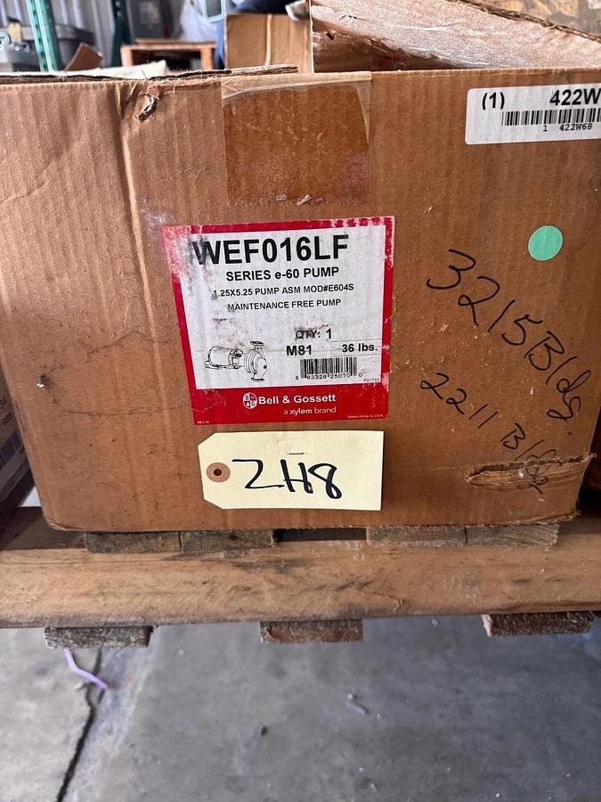 BELL & GOSSETT PUMP 1.25" X 5.25" IMP ZH8 9 SER E604S WEF016LF M81 1/4 HP