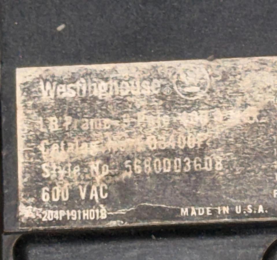 Refurbished Westinghouse Molded Case Circuit Breaker LB400F 400 Amp 3-Pole, 600 Volt 2YU3