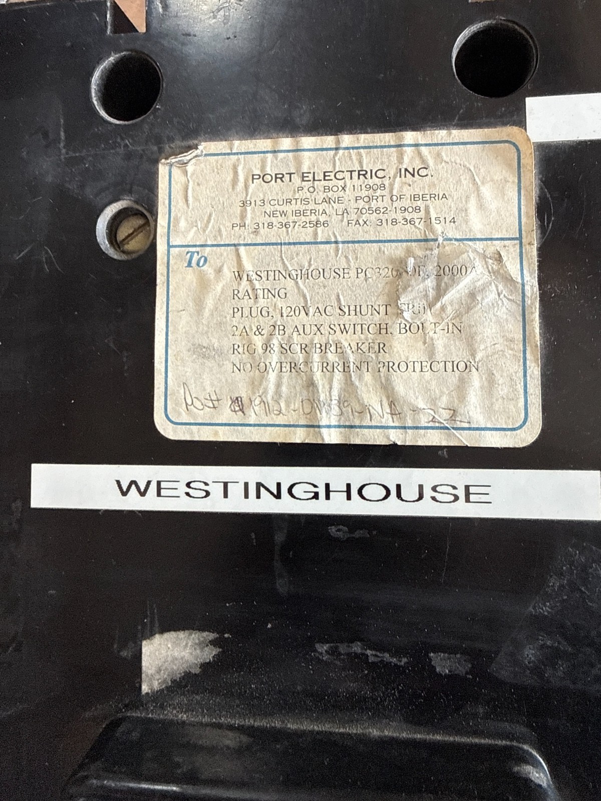 Refurbished Westinghouse Breaker 2000 AMP MOD PC32000F 2KA PC FR 3P 600V 2000 A 2YW6 2YW7