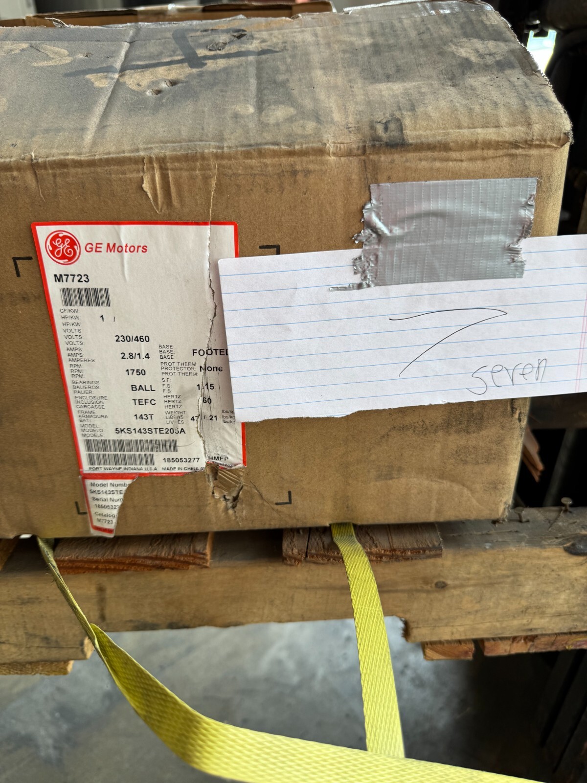 GE MOTOR C7 1HP 5KS143STE205A 1750 RPM 208-230/460 V 2.8 1.4 AMP 3 PH  FR 143T