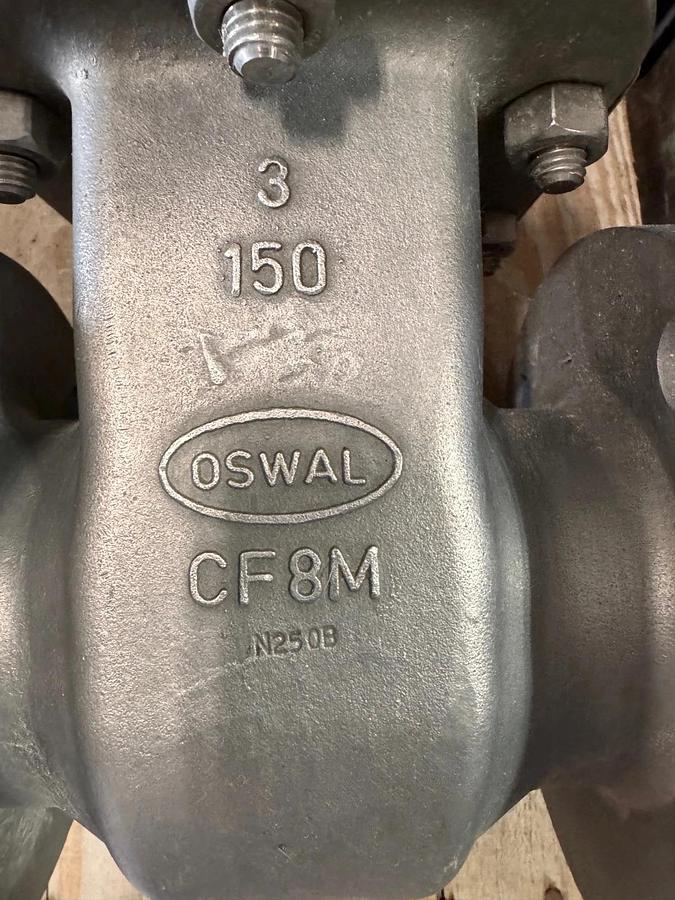 OSWAL 3" 150 RF GATE VALVE 316 SS ZA2 & 3