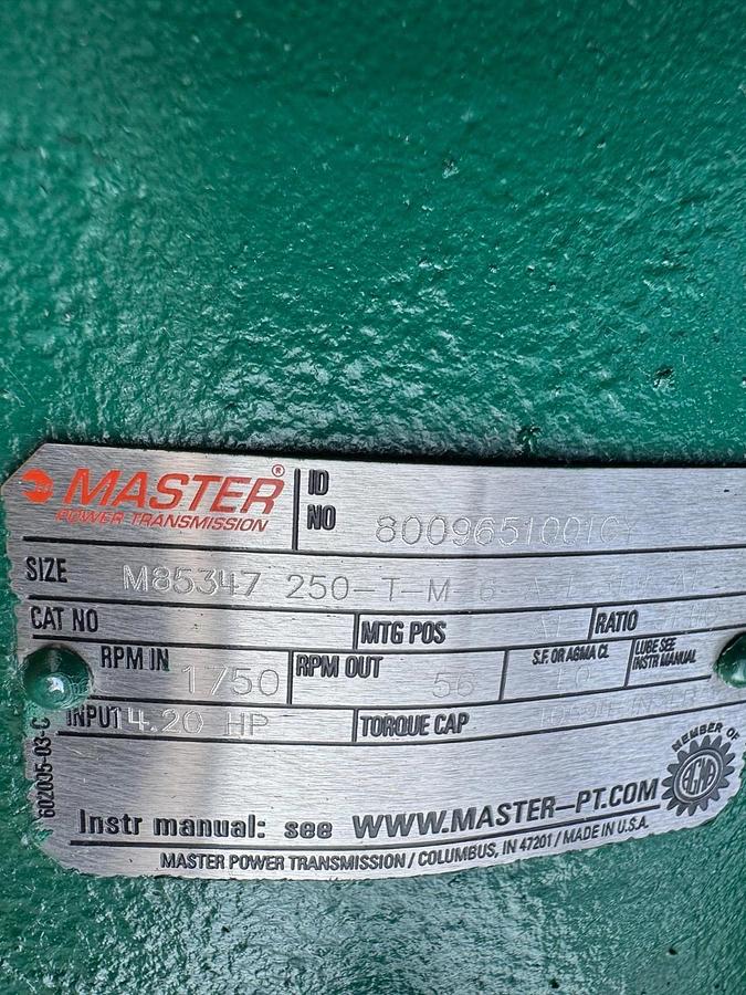 MASTER POWER TRANSMISSION GEAR REDUCER XA16 M85347 250-T-M-6-A-L/31.4-AL 1750/56