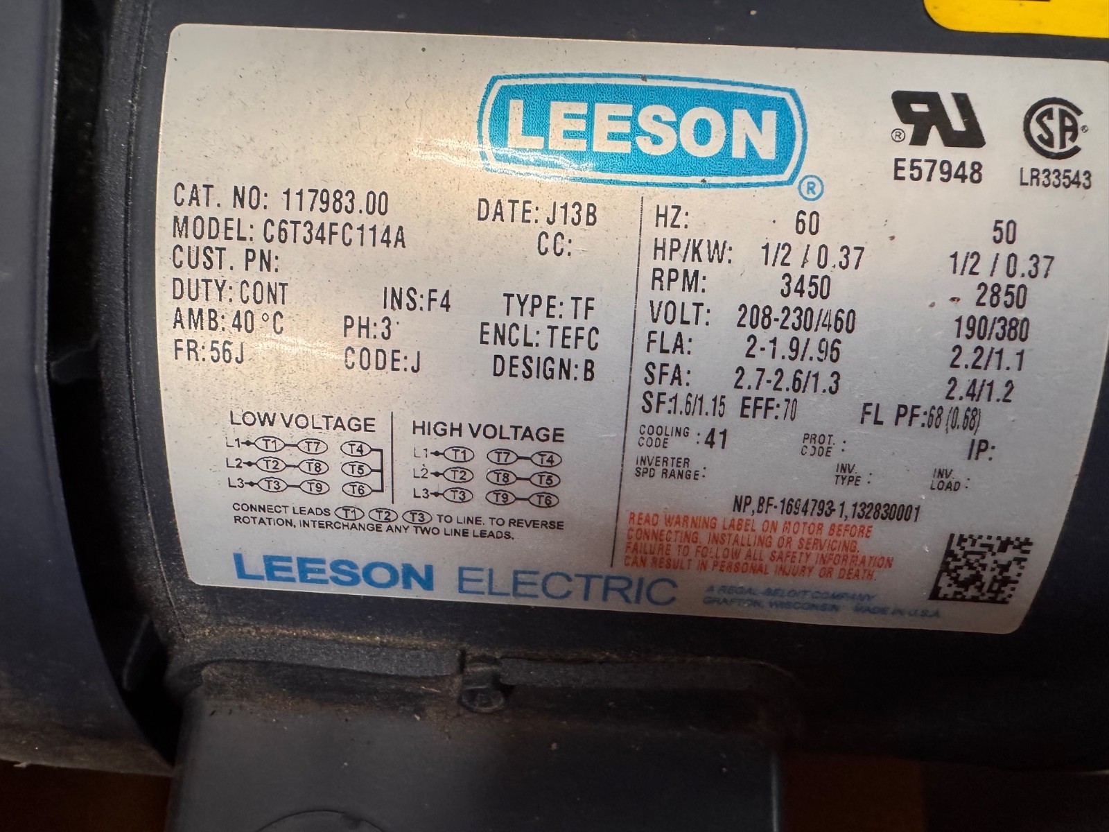 OAK SERVICES PUMP 11/2" X 2 AR 487X4.25 ZM4 1/2 HP  3450 RPM 208/230-460 3 PH