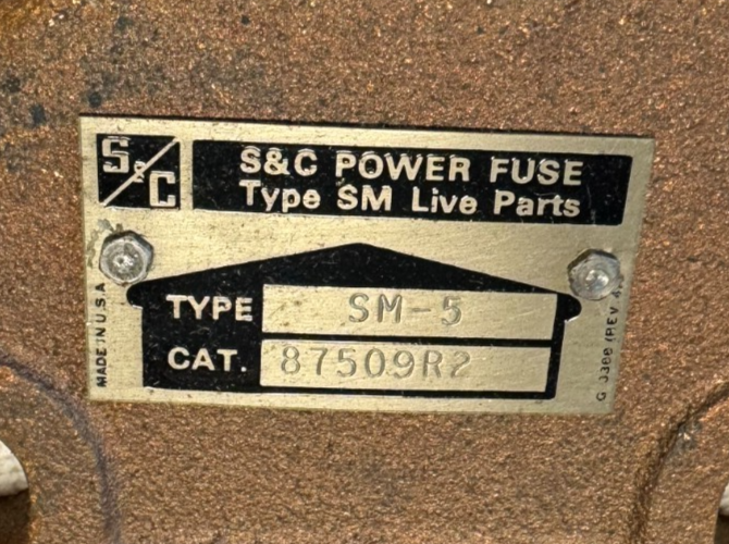 S&C SM-5 4" LOCKING POWER FUSE CLIP ASSEMBLY ZZ7 5/15KV SINGLE BARREL  # 87509R2