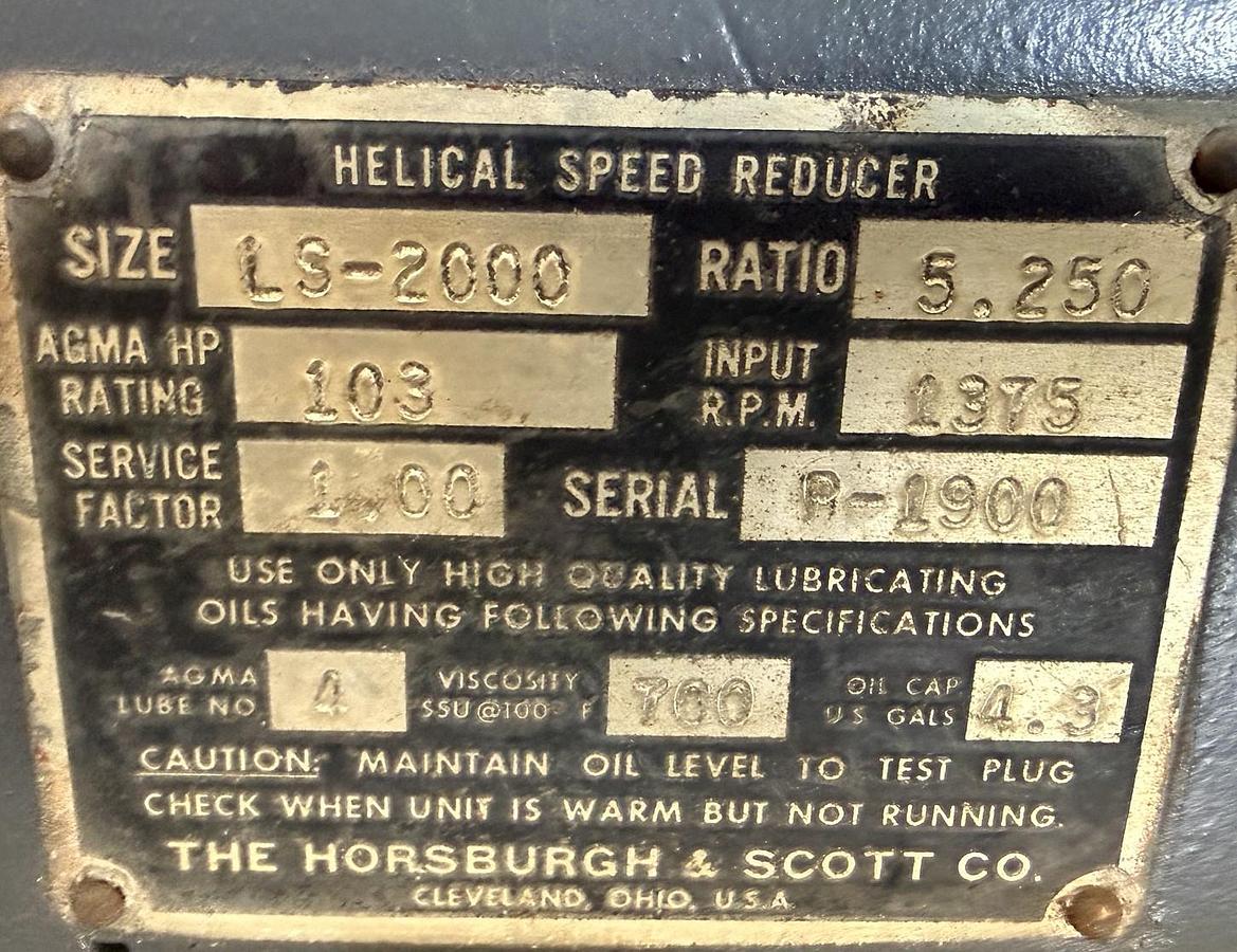 Refurbished HORSBURGH & SCOTT HELICAL GEAR REDUCER 2ZA4 MODEL LS-2000 SERIES 1900 