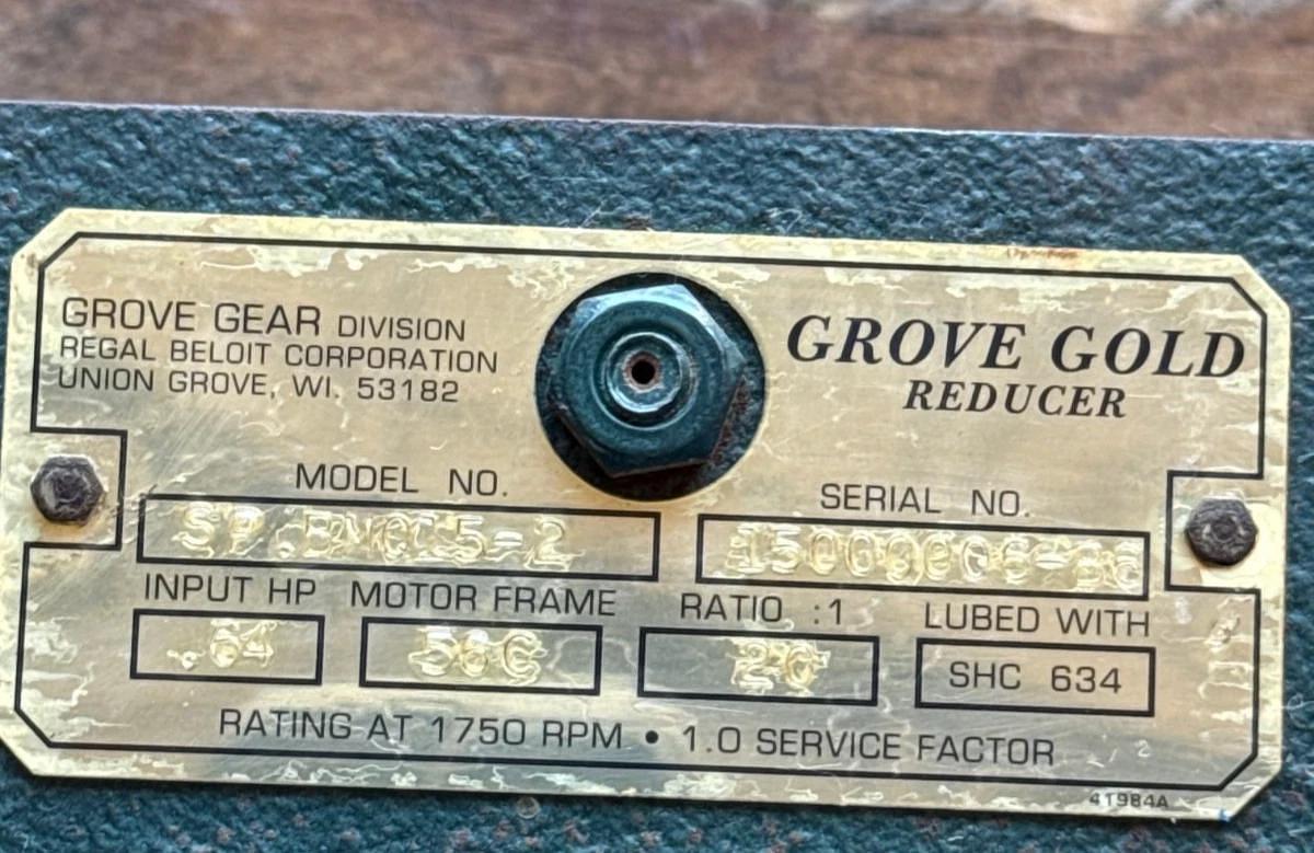 GROVE GOLD GROVE GEAR REDUCER 1XRI MOD SP5M05-2 .64HP 1750 RPM IN 20 TO 1 RATIO