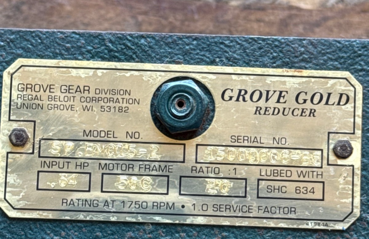 GROVE GOLD GROVE GEAR REDUCER 1XRI MOD SP5M05-2 .64HP 1750 RPM IN 20 TO 1 RATIO