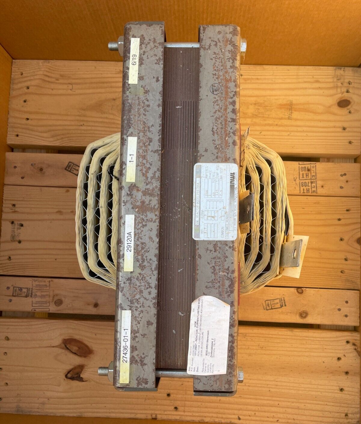 Current Limiting Reactor Model 29120A 1.7 MH 256 AMP 1 PH 2.5 KV TEST