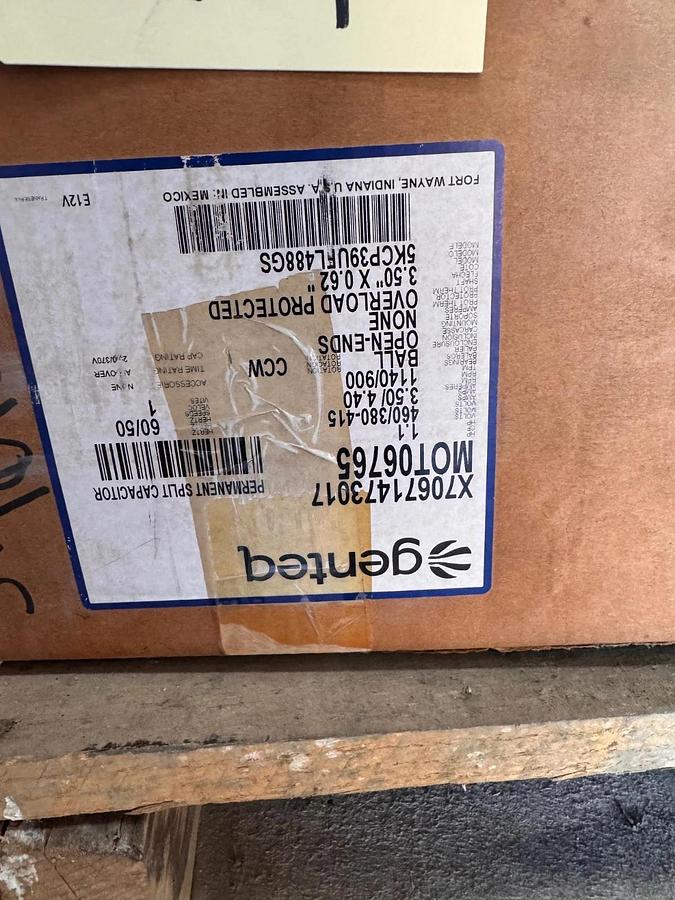 GENTEQ Motor 1 HP MODEL MOT06765 L488GS ZH1 1140/900 RPM 460/380-415 3.5/4.4 AMP