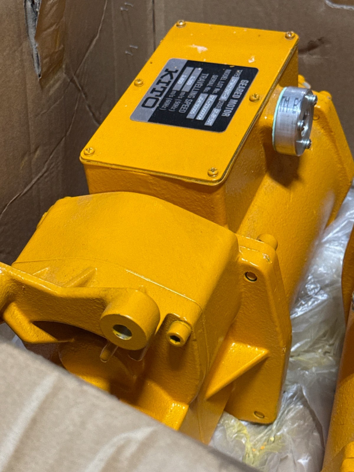 Used KITO OVERHEAD CRANE GEAR MOTOR MODEL G1MO150-B G1JB150T .60 M/S 2 HP 2YAC