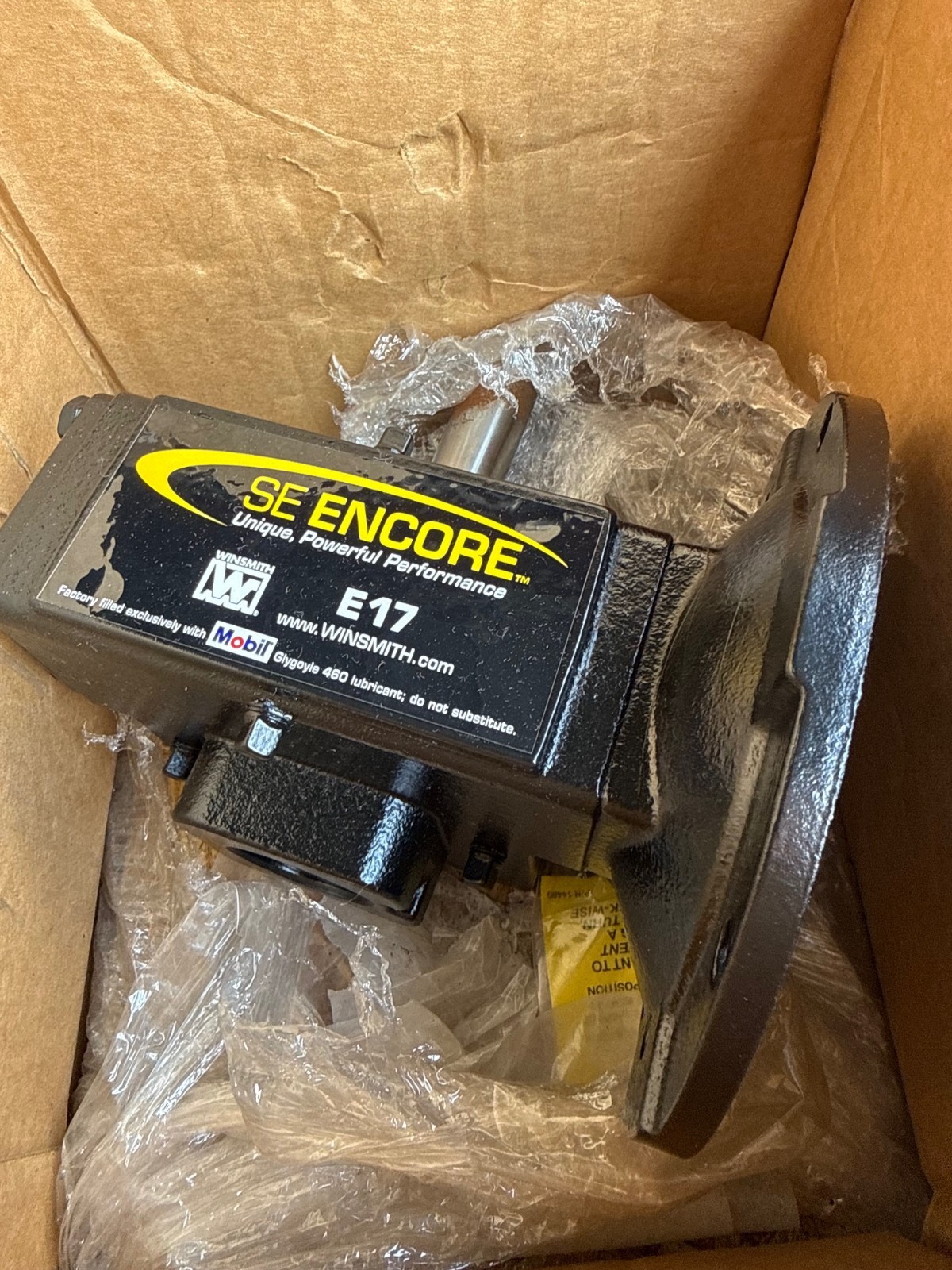 SE ENCORE WINSMITH GEAR REDUCER 1XIC MOD E-17MDNS31000FT 1750 RPM IN 50 TO 1 RAT