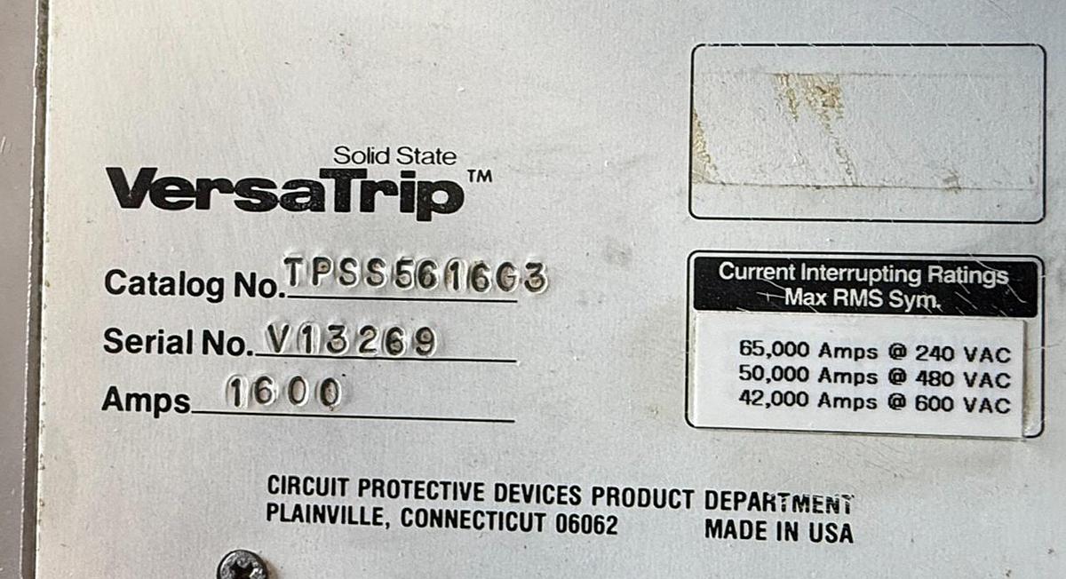 Refurbished   	 GE 1600 AMP Power Break I Breaker 2YX5 MODEL TPSS5616G3 LSIG TRIP