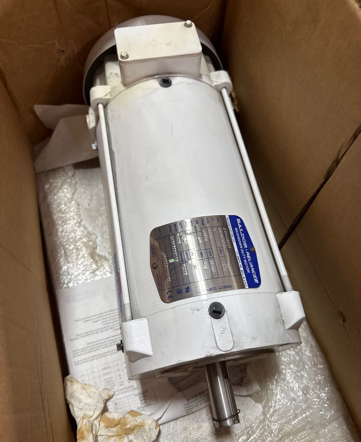 BALDOR 2 HP DC WASH DOWN DUTY MOTOR XA21A CDPWD3585 1750 RPM 180 V 9.6 AMP FRAM