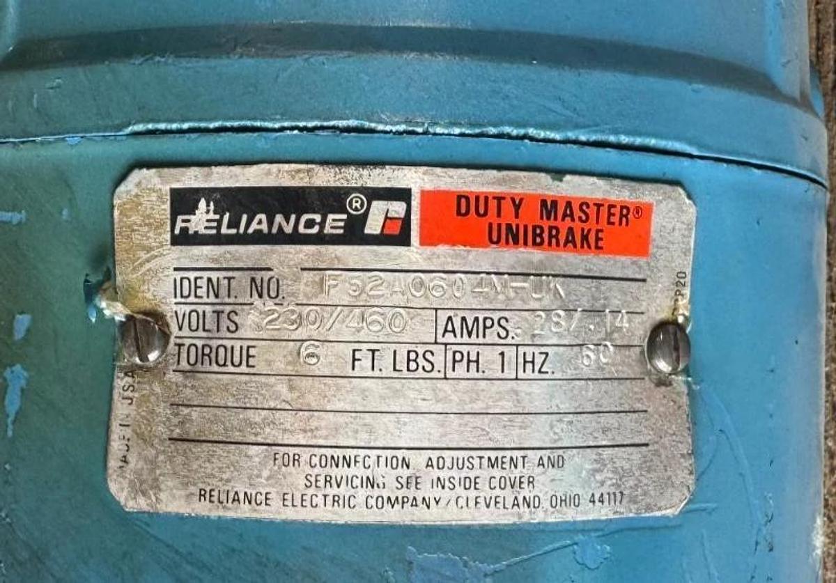 RELIANCE MOTOR WW1 WW2 WW3 HP MODEL P56H3439N WITH BRAKE 1725 RPM 230/460 V