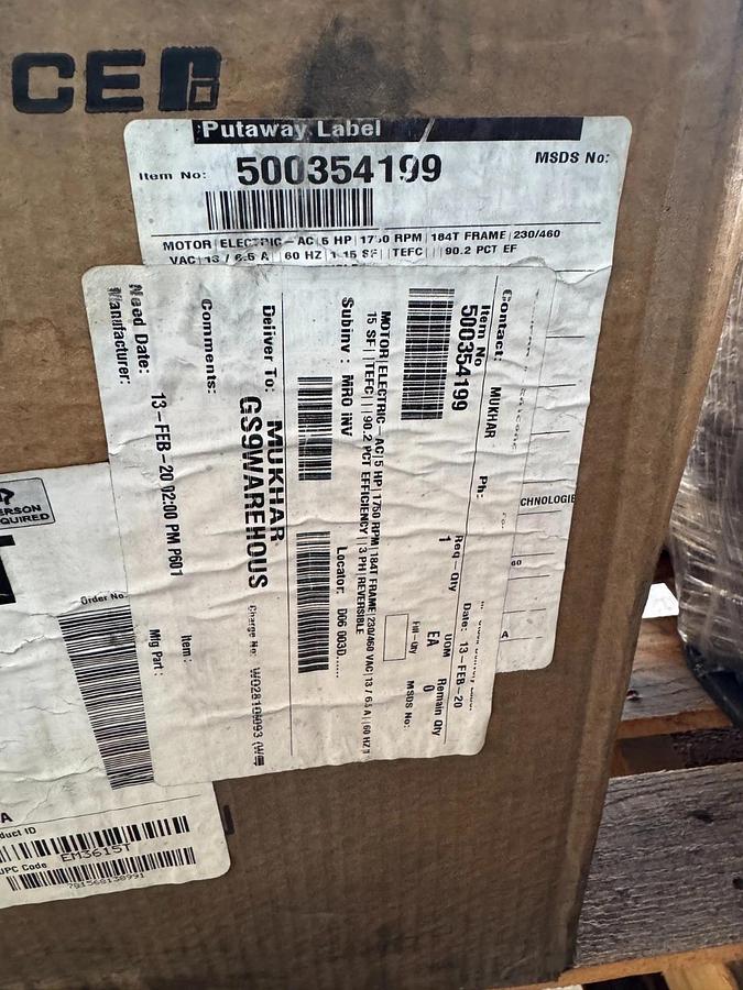 BALDOR SUPER E MOTOR XX2 5 HP MOD EM3615T 1750 RPM 230/460 V 3 PH 13.4/6.7 AMP