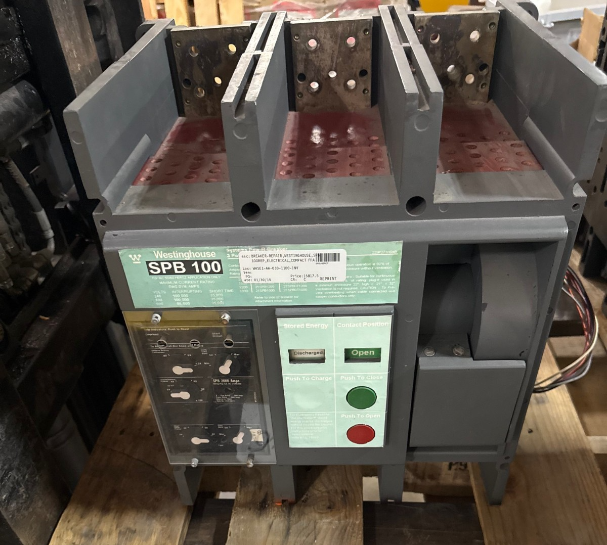 Refurbished WESTINGHOUSE MODEL SPB100- 21SPB2000 COMPACT FRAME 2000 AMP POW-RI-BREAKER 3-POL